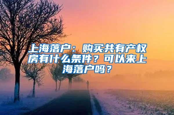 上海落户：购买共有产权房有什么条件？可以来上海落户吗？