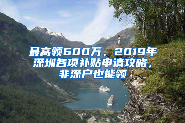 最高领600万，2019年深圳各项补贴申请攻略，非深户也能领