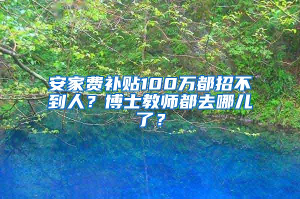 安家费补贴100万都招不到人？博士教师都去哪儿了？