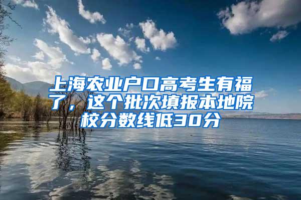 上海农业户口高考生有福了，这个批次填报本地院校分数线低30分