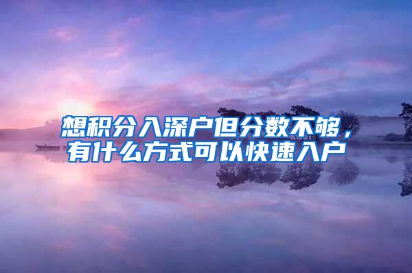 想积分入深户但分数不够，有什么方式可以快速入户