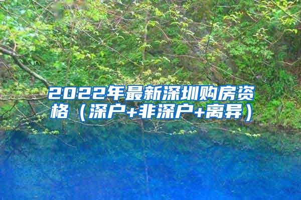 2022年最新深圳购房资格（深户+非深户+离异）