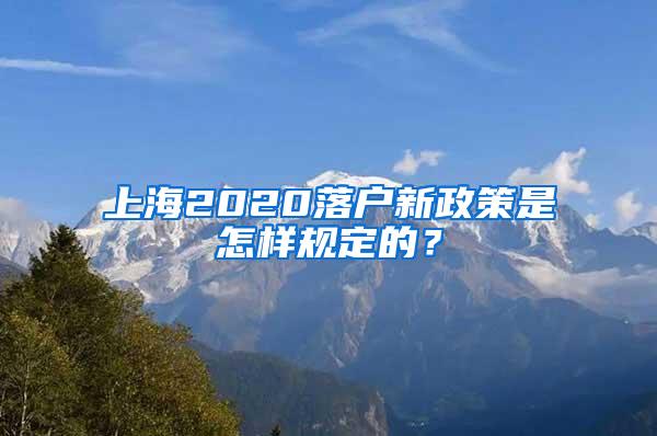 上海2020落户新政策是怎样规定的？