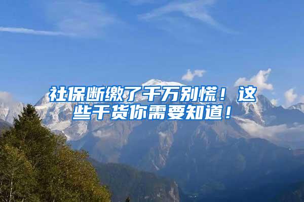 社保断缴了千万别慌！这些干货你需要知道！