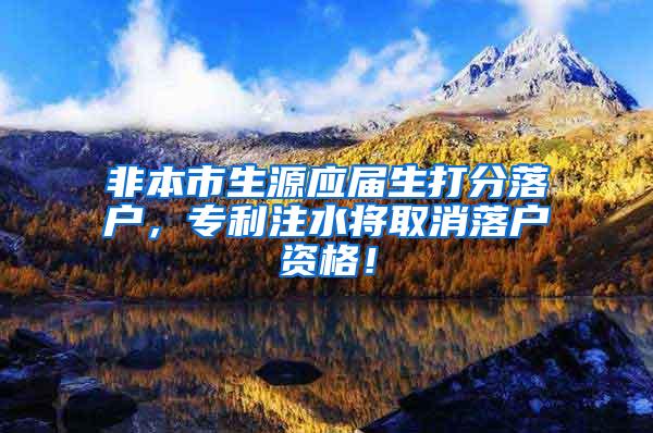 非本市生源应届生打分落户，专利注水将取消落户资格！