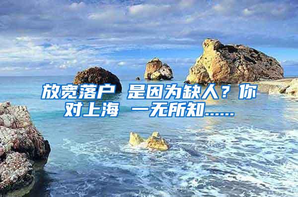 放宽落户 是因为缺人？你对上海 一无所知......