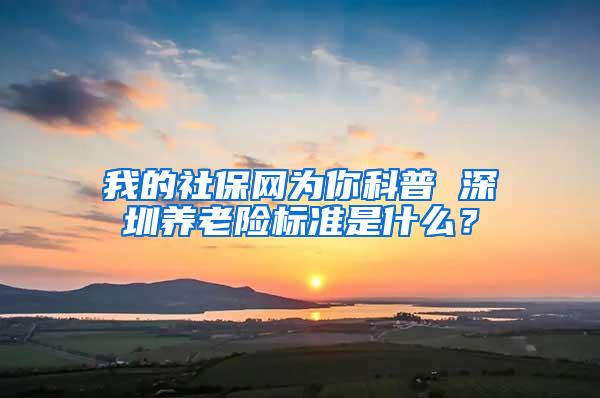 我的社保网为你科普 深圳养老险标准是什么？