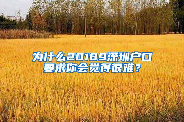 为什么20189深圳户口要求你会觉得很难？