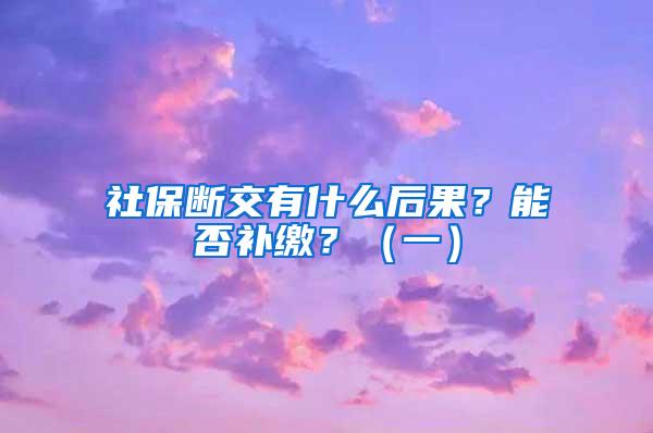 社保断交有什么后果？能否补缴？（一）