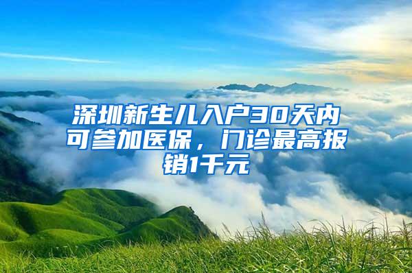 深圳新生儿入户30天内可参加医保，门诊最高报销1千元