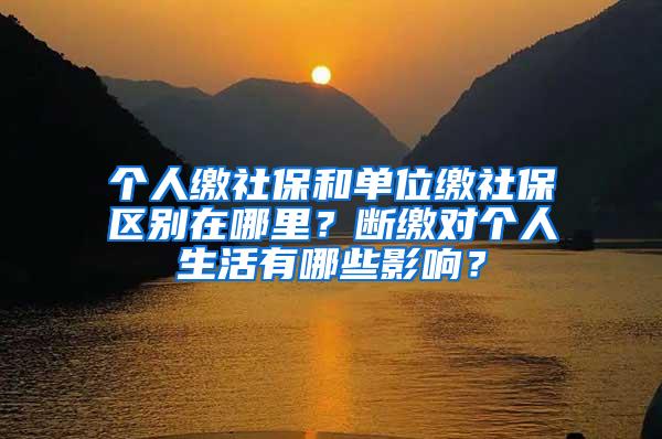 个人缴社保和单位缴社保区别在哪里？断缴对个人生活有哪些影响？