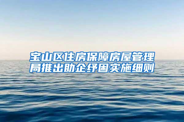 宝山区住房保障房屋管理局推出助企纾困实施细则