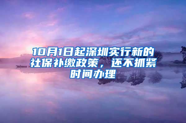 10月1日起深圳实行新的社保补缴政策，还不抓紧时间办理