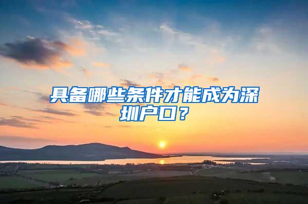 具备哪些条件才能成为深圳户口？