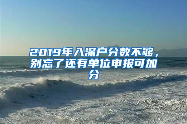 2019年入深户分数不够，别忘了还有单位申报可加分