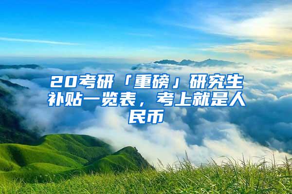 20考研「重磅」研究生补贴一览表，考上就是人民币