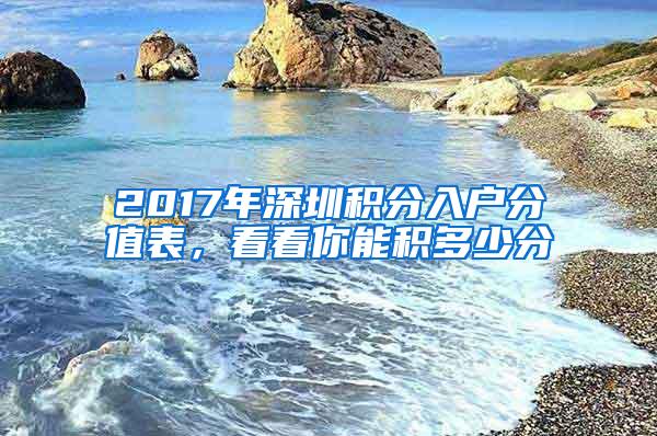 2017年深圳积分入户分值表，看看你能积多少分