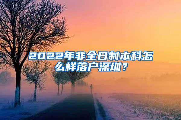 2022年非全日制本科怎么样落户深圳？