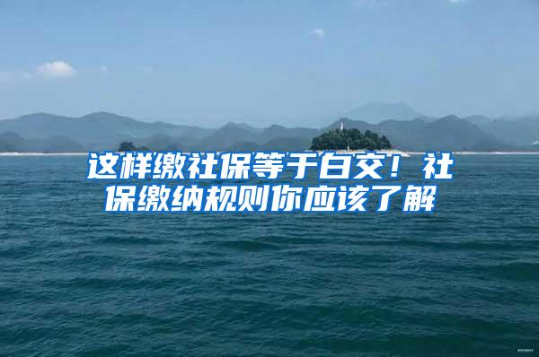 这样缴社保等于白交！社保缴纳规则你应该了解