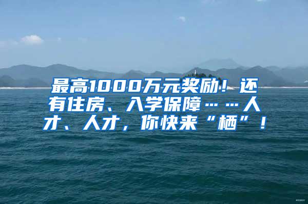 最高1000万元奖励！还有住房、入学保障……人才、人才，你快来“栖”！