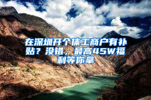 在深圳开个体工商户有补贴？没错，最高45W福利等你拿