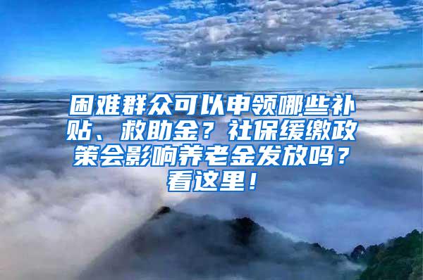 困难群众可以申领哪些补贴、救助金？社保缓缴政策会影响养老金发放吗？看这里！