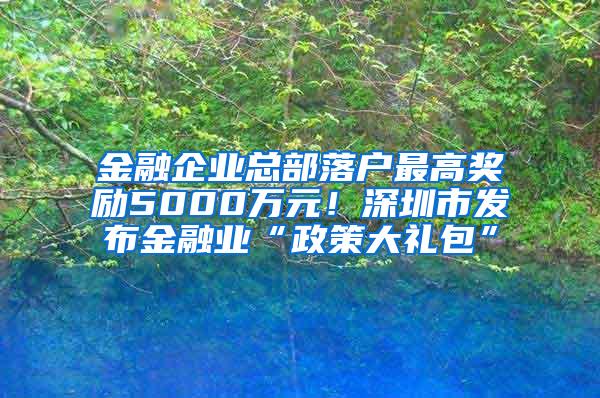 金融企业总部落户最高奖励5000万元！深圳市发布金融业“政策大礼包”