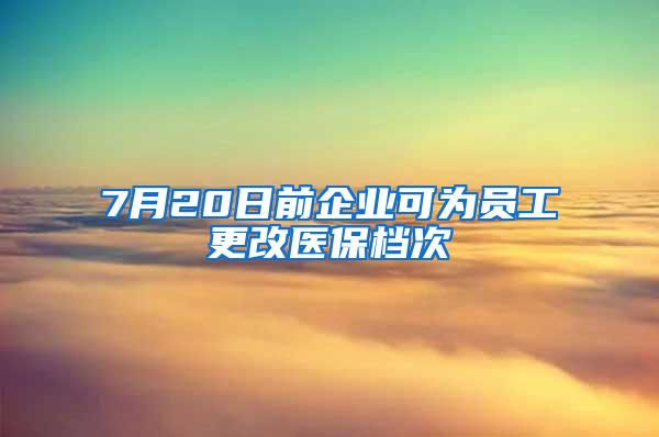 7月20日前企业可为员工更改医保档次