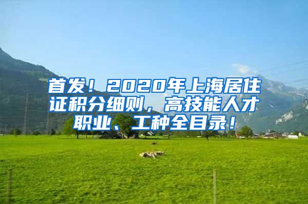 首发！2020年上海居住证积分细则，高技能人才职业、工种全目录！