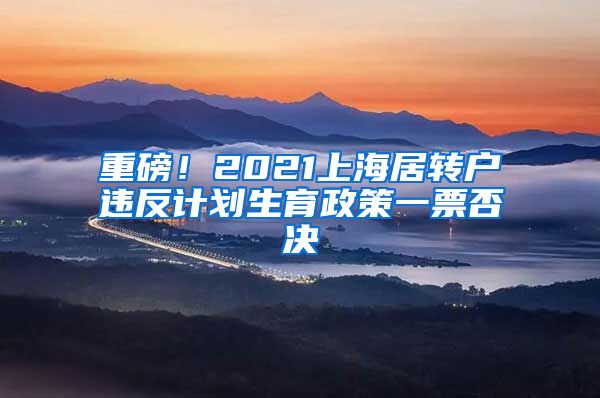 重磅！2021上海居转户违反计划生育政策一票否决