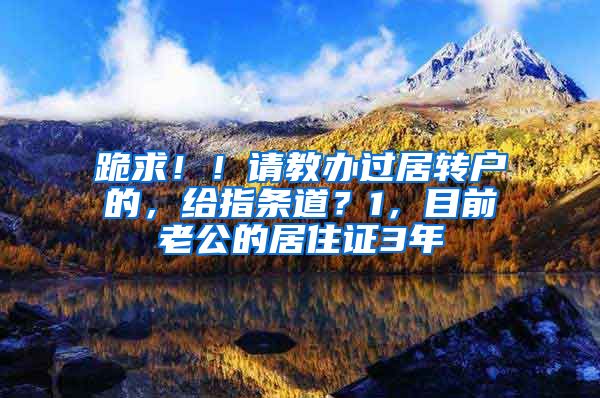 跪求！！请教办过居转户的，给指条道？1，目前老公的居住证3年