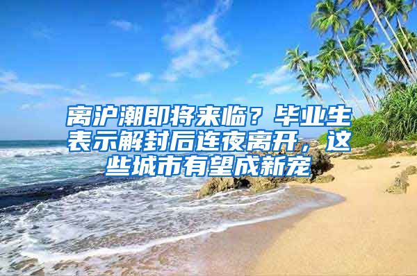 离沪潮即将来临？毕业生表示解封后连夜离开，这些城市有望成新宠