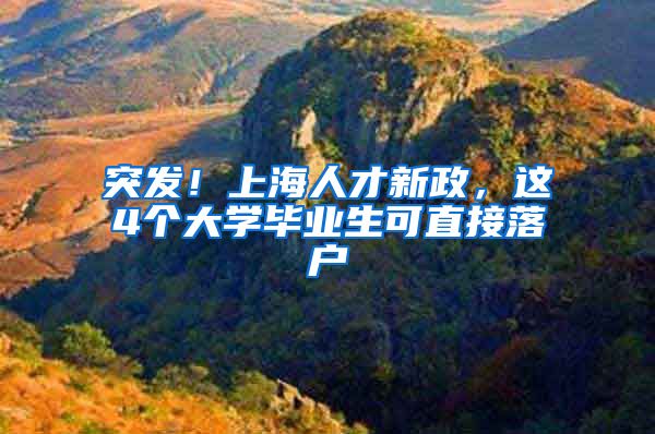 突发！上海人才新政，这4个大学毕业生可直接落户