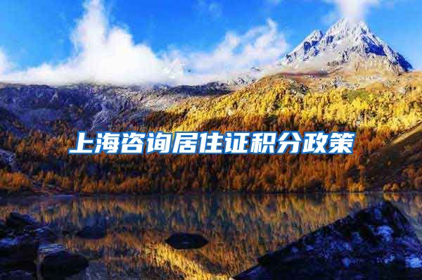 上海咨询居住证积分政策