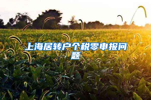 上海居转户个税零申报问题