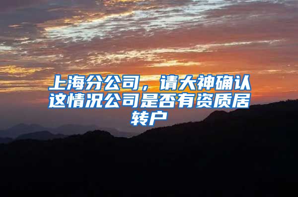 上海分公司，请大神确认这情况公司是否有资质居转户