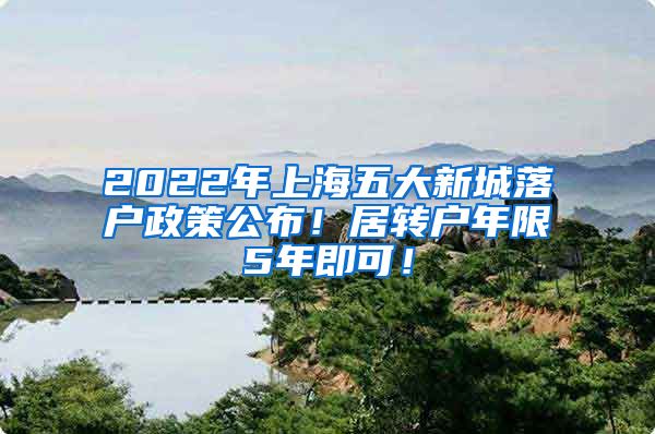 2022年上海五大新城落户政策公布！居转户年限5年即可！