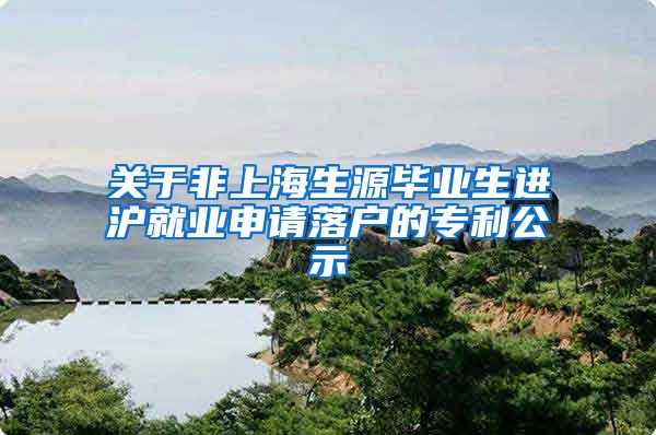 关于非上海生源毕业生进沪就业申请落户的专利公示