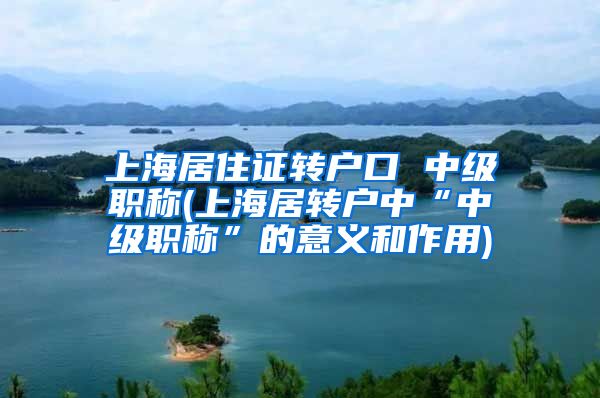 上海居住证转户口 中级职称(上海居转户中“中级职称”的意义和作用)