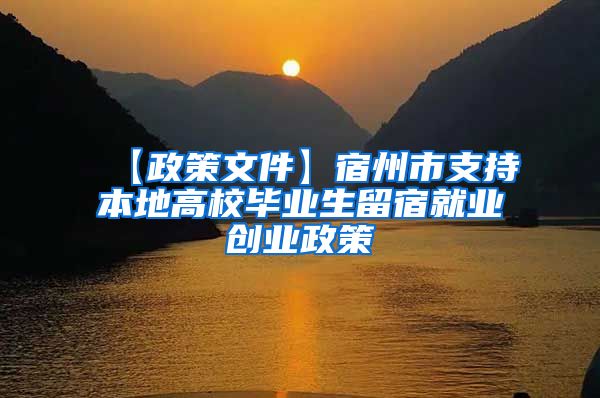 【政策文件】宿州市支持本地高校毕业生留宿就业创业政策