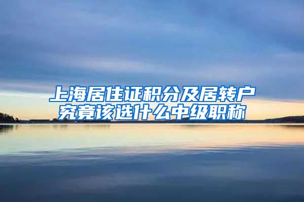 上海居住证积分及居转户究竟该选什么中级职称