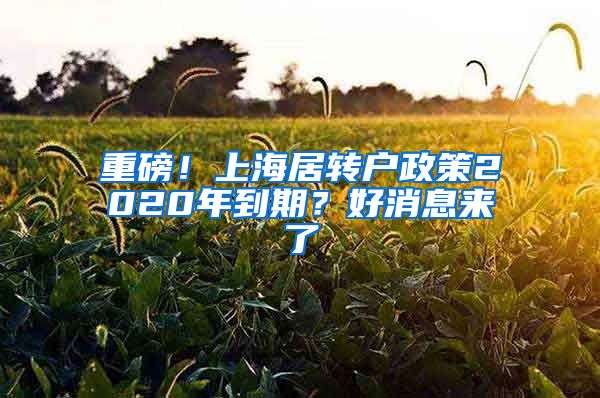 重磅！上海居转户政策2020年到期？好消息来了