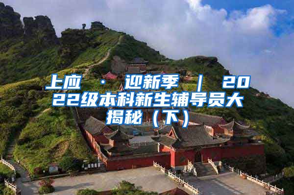 上应 · 迎新季 ｜ 2022级本科新生辅导员大揭秘（下）