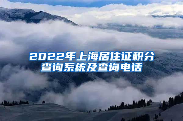 2022年上海居住证积分查询系统及查询电话