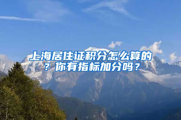 上海居住证积分怎么算的？你有指标加分吗？