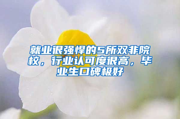 就业很强悍的5所双非院校，行业认可度很高，毕业生口碑极好