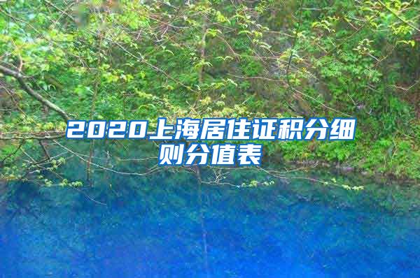 2020上海居住证积分细则分值表