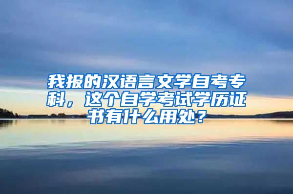 我报的汉语言文学自考专科，这个自学考试学历证书有什么用处？