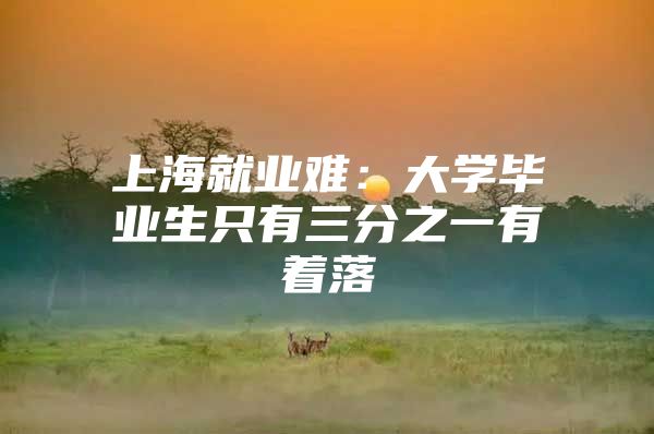 上海就业难：大学毕业生只有三分之一有着落
