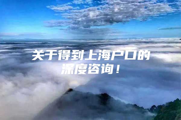 关于得到上海户口的深度咨询！